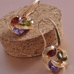 💥18K Gold Plated Earrings Elegant 18K Gold Plated Round Cut Zirconia Earrings